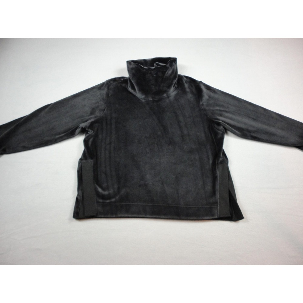 Athleta Pullover Womens Large Black Plush Fleece Turtleneck Cozy Stretch Ribbed